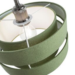 Rackhams Contemporary Olive Green Linen Fabric Triple Tier Ceiling Pendant Light Shade - thumbnail 3