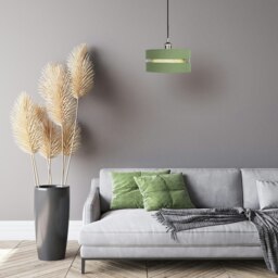 Rackhams Contemporary Olive Green Linen Fabric Triple Tier Ceiling Pendant Light Shade - thumbnail 6