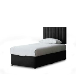 Rackhams Amelia Divan Bed with Upholstered Headboard - Two Drawers - Black - Small Single - thumbnail 2