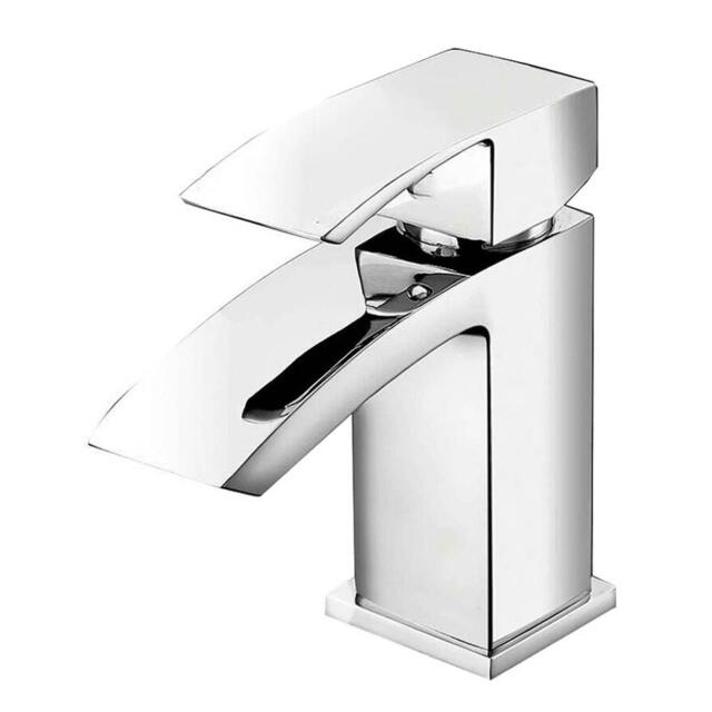 Rackhams Waterfall Chrome Mono Basin Mixer Tap Bathroom Sink Faucet with Waste Set - Silver - Steel - image 1