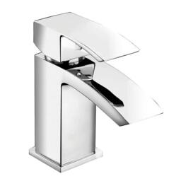 Rackhams Waterfall Chrome Mono Basin Mixer Tap Bathroom Sink Faucet with Waste Set - Silver - Steel - thumbnail 5
