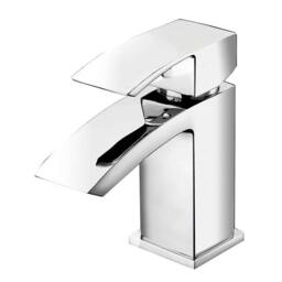 Rackhams Waterfall Chrome Mono Basin Mixer Tap Bathroom Sink Faucet with Waste Set - Silver - Steel - thumbnail 1
