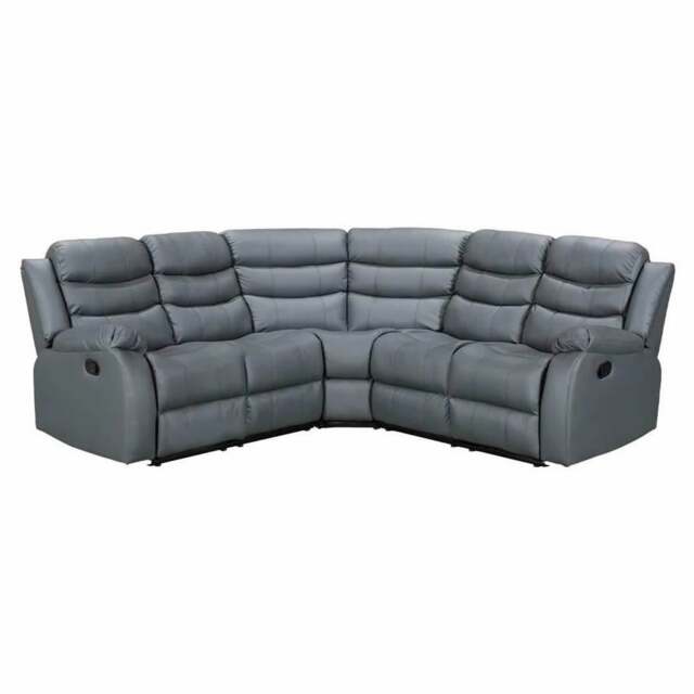 Rackhams Roma Leather Grey 4-5 Seater Corner Recliner Sofa in Grey - Corner Suite - image 1
