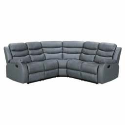 Rackhams Roma Leather Grey 4-5 Seater Corner Recliner Sofa in Grey - Corner Suite