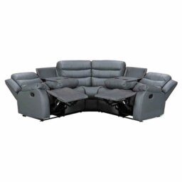 Rackhams Roma Leather Grey 4-5 Seater Corner Recliner Sofa in Grey - Corner Suite - thumbnail 4