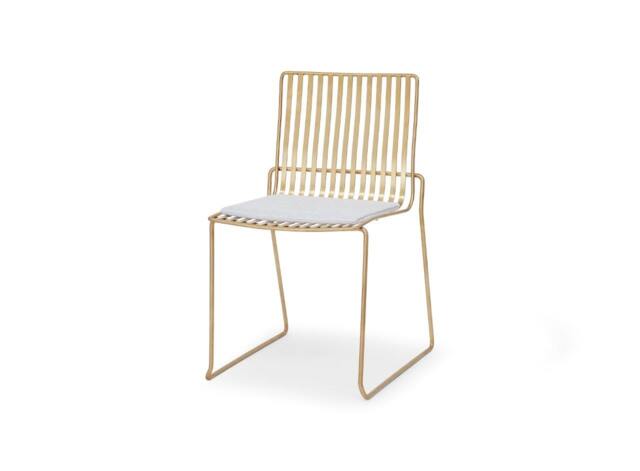 Rackhams Finn Dining Chairs - Brushed Brass - Silver Seat Pad - image 1