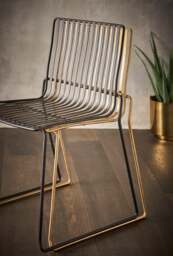 Rackhams Finn Dining Chairs - Brushed Brass - Silver Seat Pad - thumbnail 4