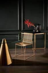 Rackhams Finn Dining Chairs - Brushed Brass - Silver Seat Pad - thumbnail 5