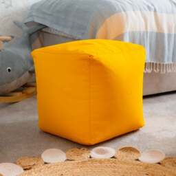 Rackhams Waterproof Cube Indoor Outdoor Bean Bag Foot Stool Pouffe - Yellow - thumbnail 1
