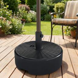Rackhams Parasol Base 22kg Sand Filled for 38/48mm Poles Black - 44 x 44 x 30.5 cm - 1 - Parasol Base - thumbnail 1