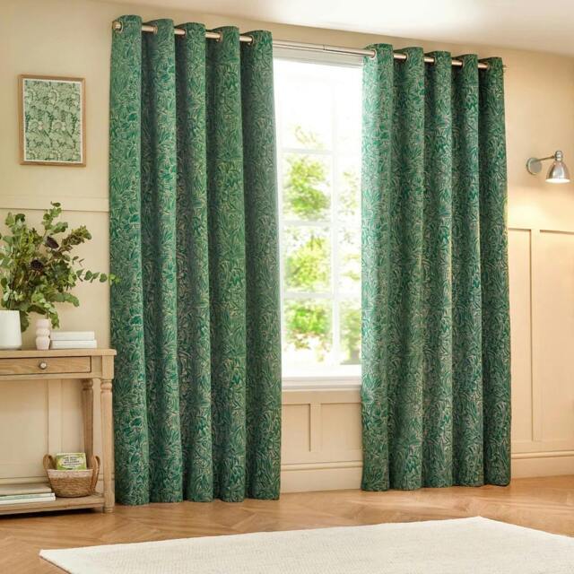 Rackhams Nature Grantley Jacquard Eyelet Curtains - Emerald - 117cm x 137cm - Emerald - 100% Polyester - image 1