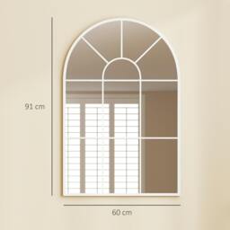 Rackhams Arched Window Wall Mirror for Living Room Bedroom, 91x60cm, White - 91 x 60 x 2 cm - Retro - Painted - thumbnail 4