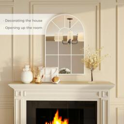 Rackhams Arched Window Wall Mirror for Living Room Bedroom, 91x60cm, White - 91 x 60 x 2 cm - Retro - Painted - thumbnail 5