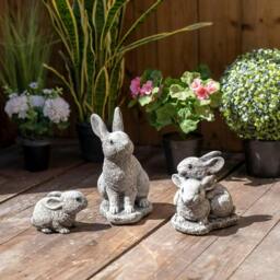 Rackhams Set of 3 Bunny Rabbit Garden Ornaments - thumbnail 4