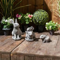 Rackhams Set of 3 Bunny Rabbit Garden Ornaments - thumbnail 5