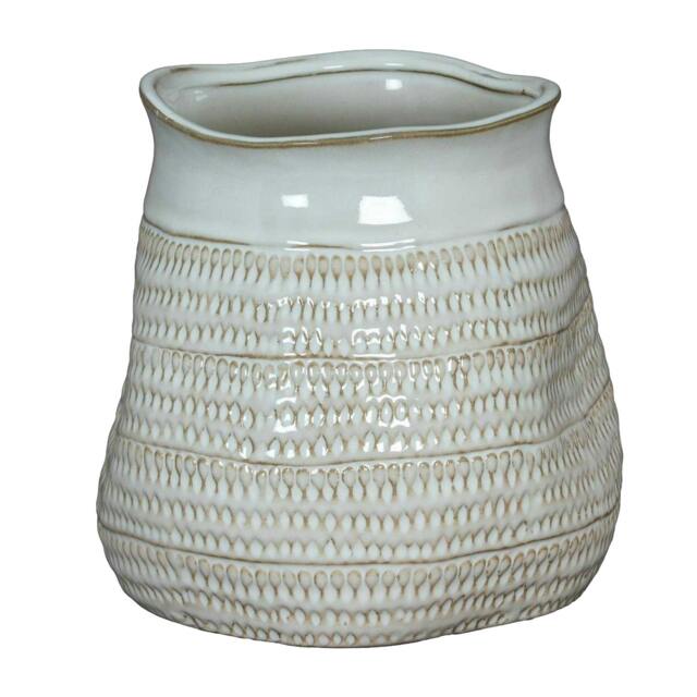 Rackhams Tava Hewn Wide Vase - White - One Size - White - 100% Mixed