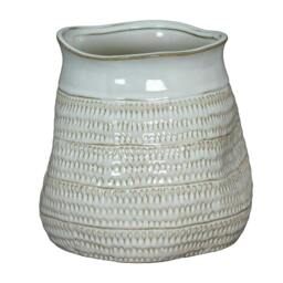 Rackhams Tava Hewn Wide Vase - White - One Size - White - 100% Mixed