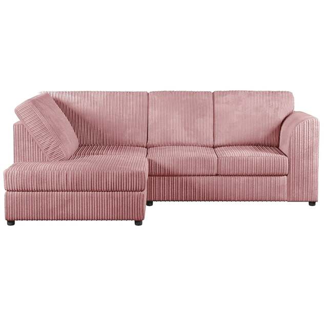 Rackhams Luxor Cord Fabric 4 Seater Corner Sofa Full Back - Pink - Left Hand Facing - image 1