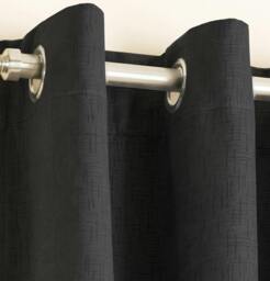 "Rackhams Black Plain Textured Thermal Room Darkening Energy Saving Pair of Curtains For Bedroom & Living Room - 90"" (229cm) Width x 72"" (183cm) Drop" - thumbnail 2