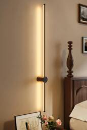 Rackhams 360 Degree Adjustable LED Straight Wall Light Warm Light 100cm with Wire - Black - One Size - thumbnail 1