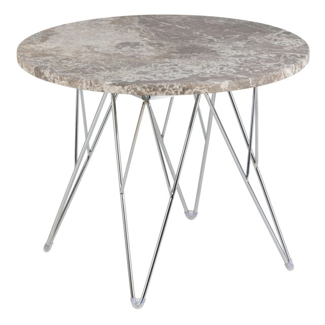 Rackhams Prunus Round Side Table with Grey-Brown Marble Top - 1 - image 1