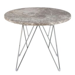 Rackhams Prunus Round Side Table with Grey-Brown Marble Top - 1 - thumbnail 2