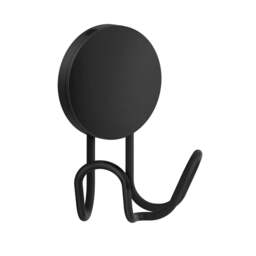 Rackhams Black Stainless Steel Double Towel Hook (72 x 90mm) Self Adhesive Bathroom Wall Mounted