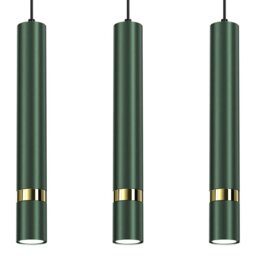 Rackhams Joker Contemporary Pendant Lamp 3XGU10 Hand Made Cylindrical Style Lights Finished in Rich Green With Striking Gold Detail - thumbnail 2