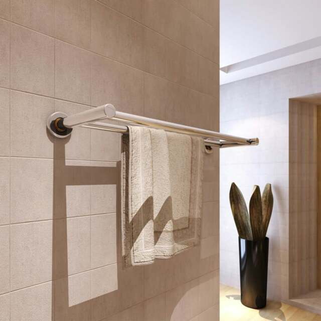 Rackhams Stainless Steel Towel Rack 2 Tubes