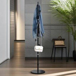 Rackhams Marble Base Adjustable Coat Stand With 8 Hooks Black - thumbnail 3
