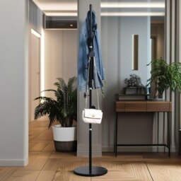 Rackhams Marble Base Adjustable Coat Stand With 8 Hooks Black - thumbnail 4