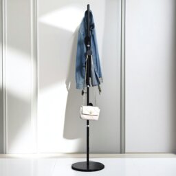 Rackhams Marble Base Adjustable Coat Stand With 8 Hooks Black