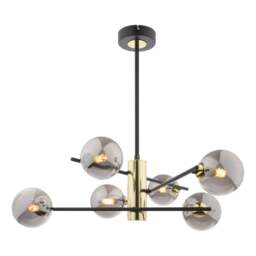 Rackhams Eaen 6-Light Black Ceiling Light with Smoked Glass - thumbnail 2