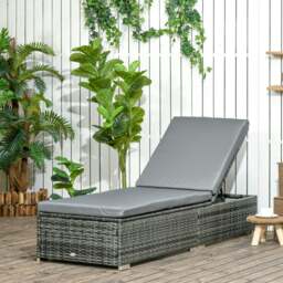 Rackhams Rattan Sun Lounger, Recliner Chair, Adjustable Back, Brown