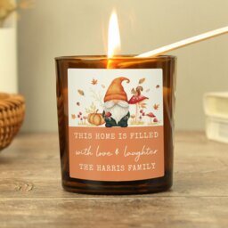 Rackhams Personalised Autumn Gonk Amber Glass Candle - thumbnail 4