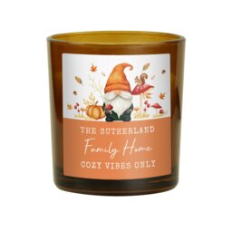 Rackhams Personalised Autumn Gonk Amber Glass Candle - thumbnail 1