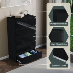 Rackhams Glinton 5 Drawer Chest, Black - Black - thumbnail 6