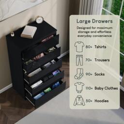 Rackhams Glinton 5 Drawer Chest, Black - Black - thumbnail 5