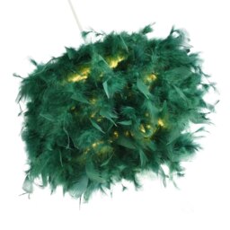 Rackhams Eye-Catching and Modern Small Forest Green Feather Decorated Pendant Light Shade - thumbnail 5