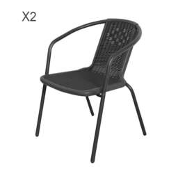 Rackhams 2 Seater Outdoor Table Square Tempered Glass Table and Garden Chairs - Table with 2 Chairs - W 80 x L 80 x H 72 cm - thumbnail 1