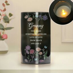 Rackhams Personalised Wild Flowers Smoked Glass LED Candle - thumbnail 2