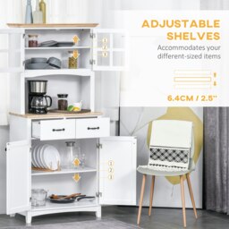 Rackhams Coastal Kitchen Cupboard Storage Cabinet w/ Drawer Microwave Counter - White - thumbnail 5