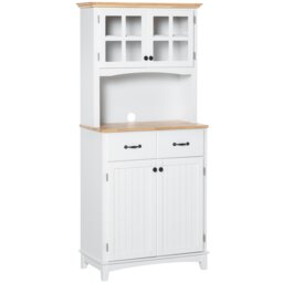 Rackhams Coastal Kitchen Cupboard Storage Cabinet w/ Drawer Microwave Counter - White - thumbnail 2
