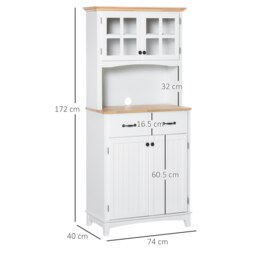 Rackhams Coastal Kitchen Cupboard Storage Cabinet w/ Drawer Microwave Counter - White - thumbnail 3