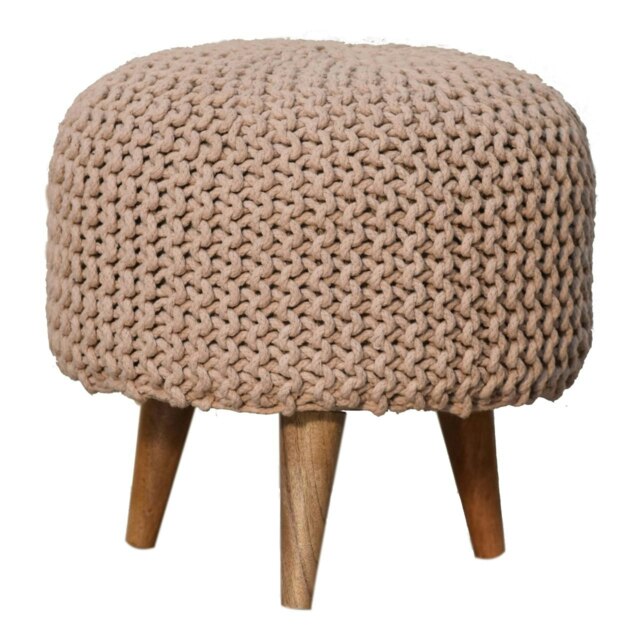 Rackhams Keeva Beige Round Footstool - image 1