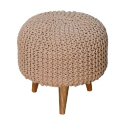 Rackhams Keeva Beige Round Footstool - thumbnail 2