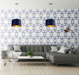 "Rackhams Contemporary Blue Cotton 14"" Table/Pendant Lamp Shade with Shiny Copper Inner" - thumbnail 5