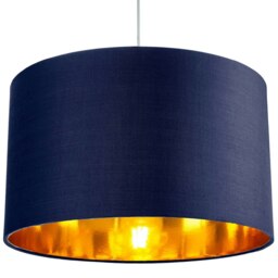 "Rackhams Contemporary Blue Cotton 14"" Table/Pendant Lamp Shade with Shiny Copper Inner" - thumbnail 6