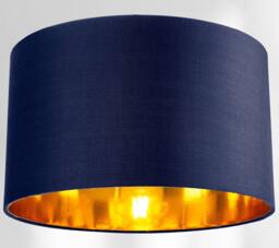 "Rackhams Contemporary Blue Cotton 14"" Table/Pendant Lamp Shade with Shiny Copper Inner" - thumbnail 2
