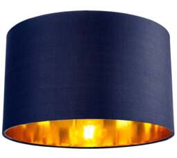 "Rackhams Contemporary Blue Cotton 14"" Table/Pendant Lamp Shade with Shiny Copper Inner"
